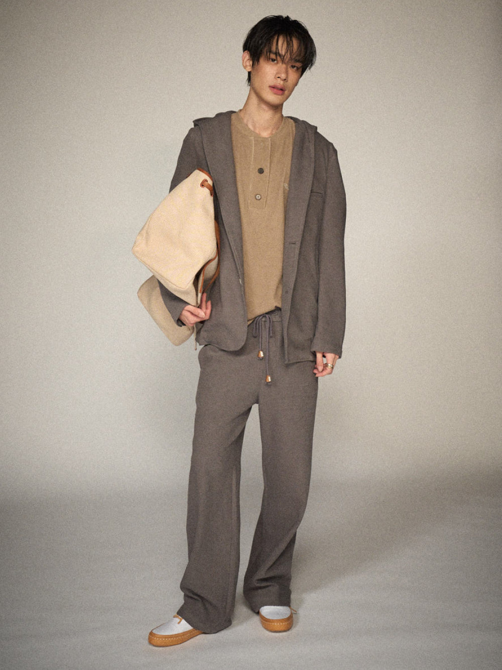 Henley Neck Waffle LS Tee