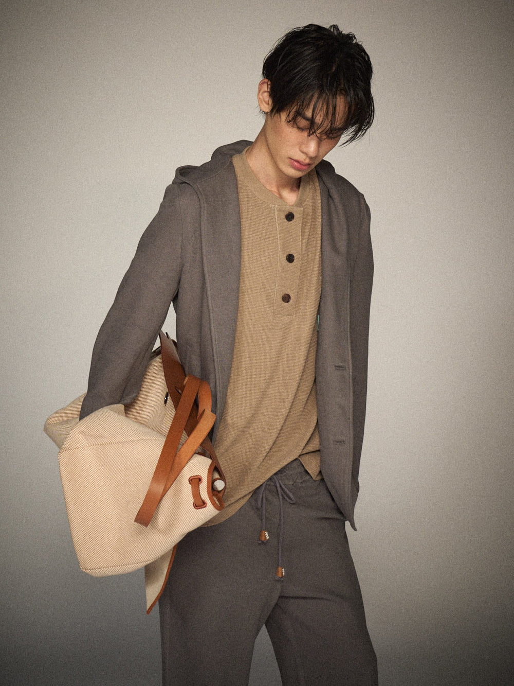 Henley Neck Waffle LS Tee