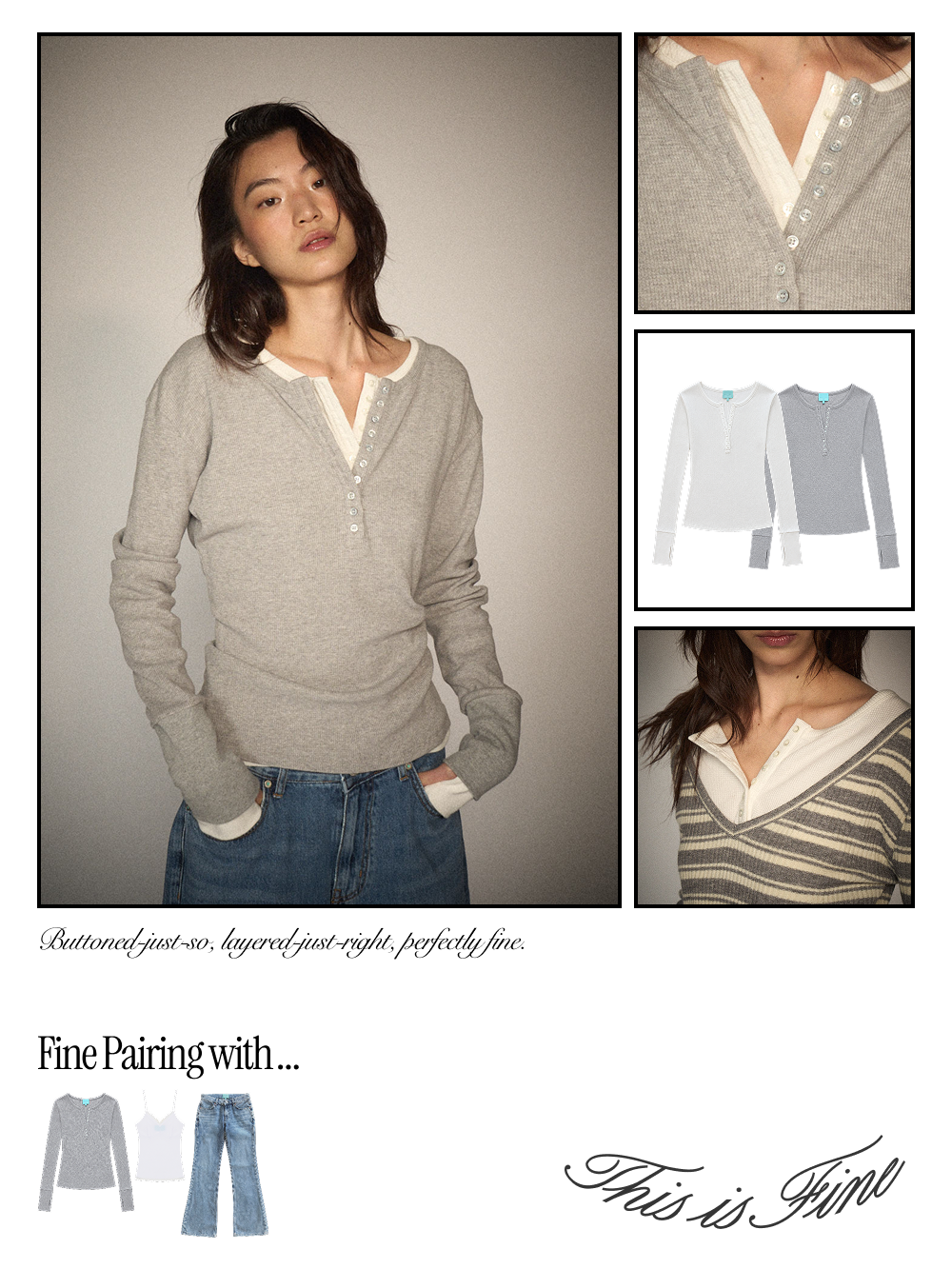 Slim Henley Neck Waffle Tee