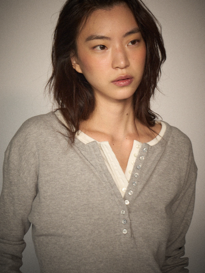 Slim Henley Neck Waffle Tee