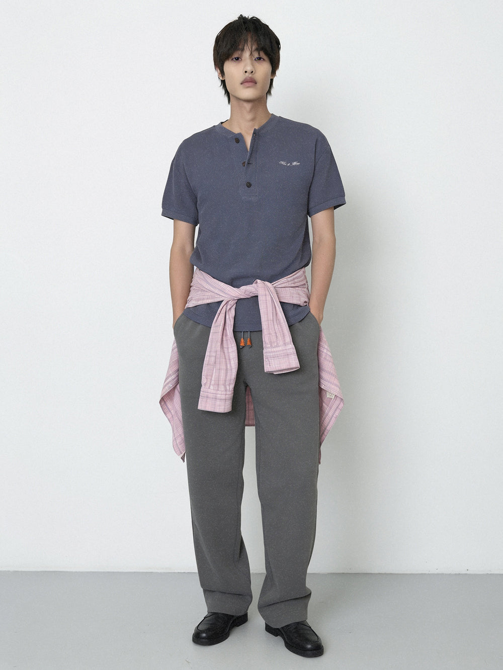 Henley-Neck Waffle Tee