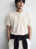 Henley-Neck Waffle Tee