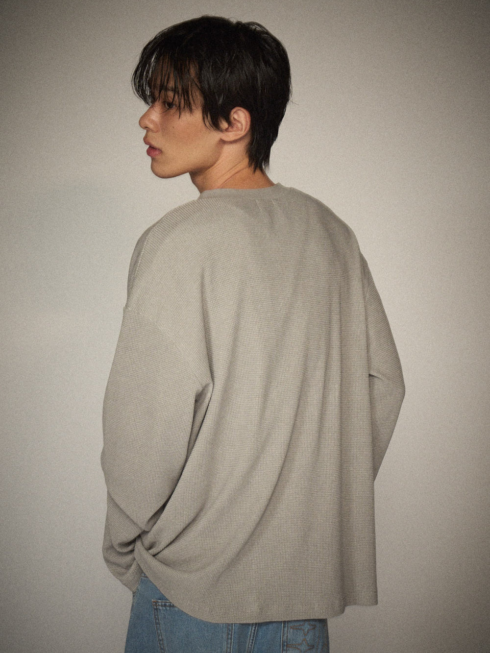 Henley Neck Waffle LS Tee