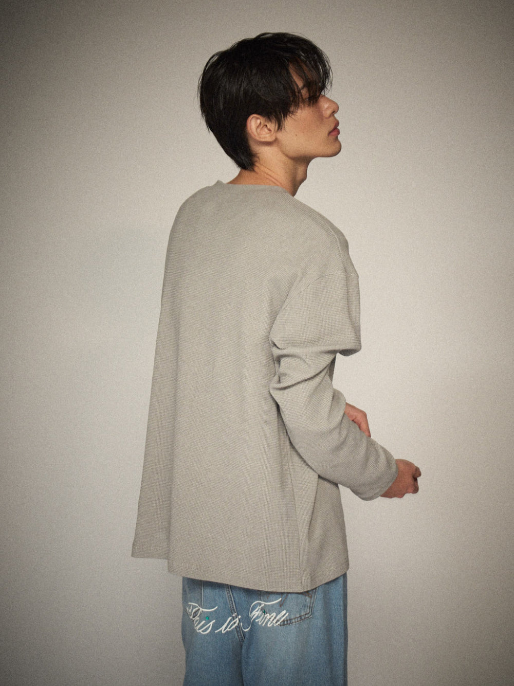 Henley Neck Waffle LS Tee