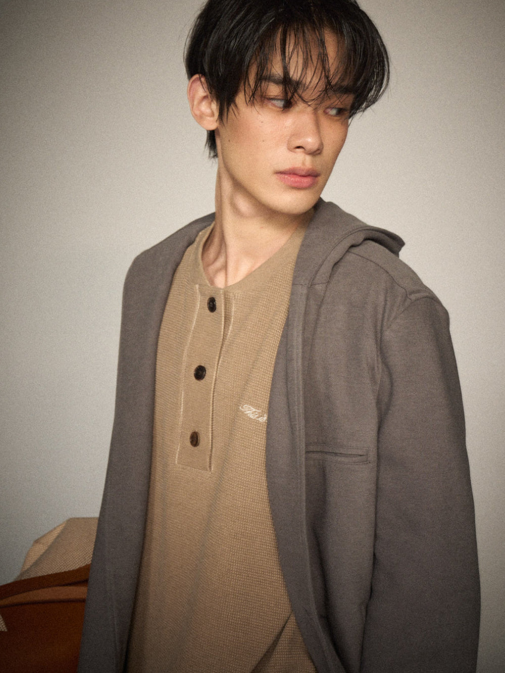 Henley Neck Waffle LS Tee