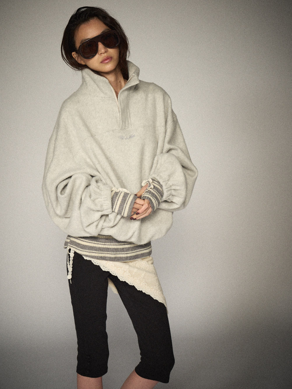 Quarter-Zip Balloon Pullover Fleece