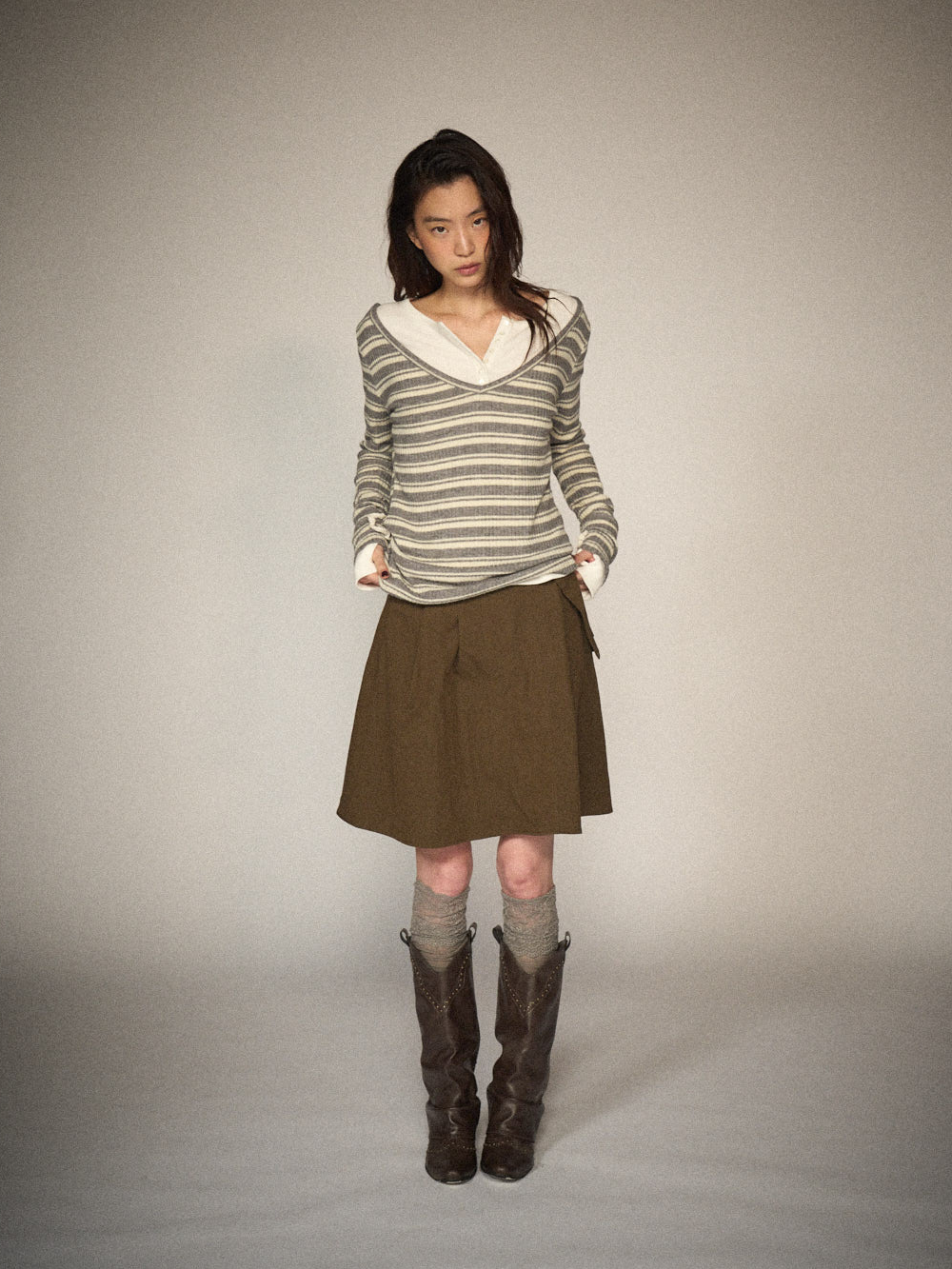 Slim Henley Neck Waffle Tee