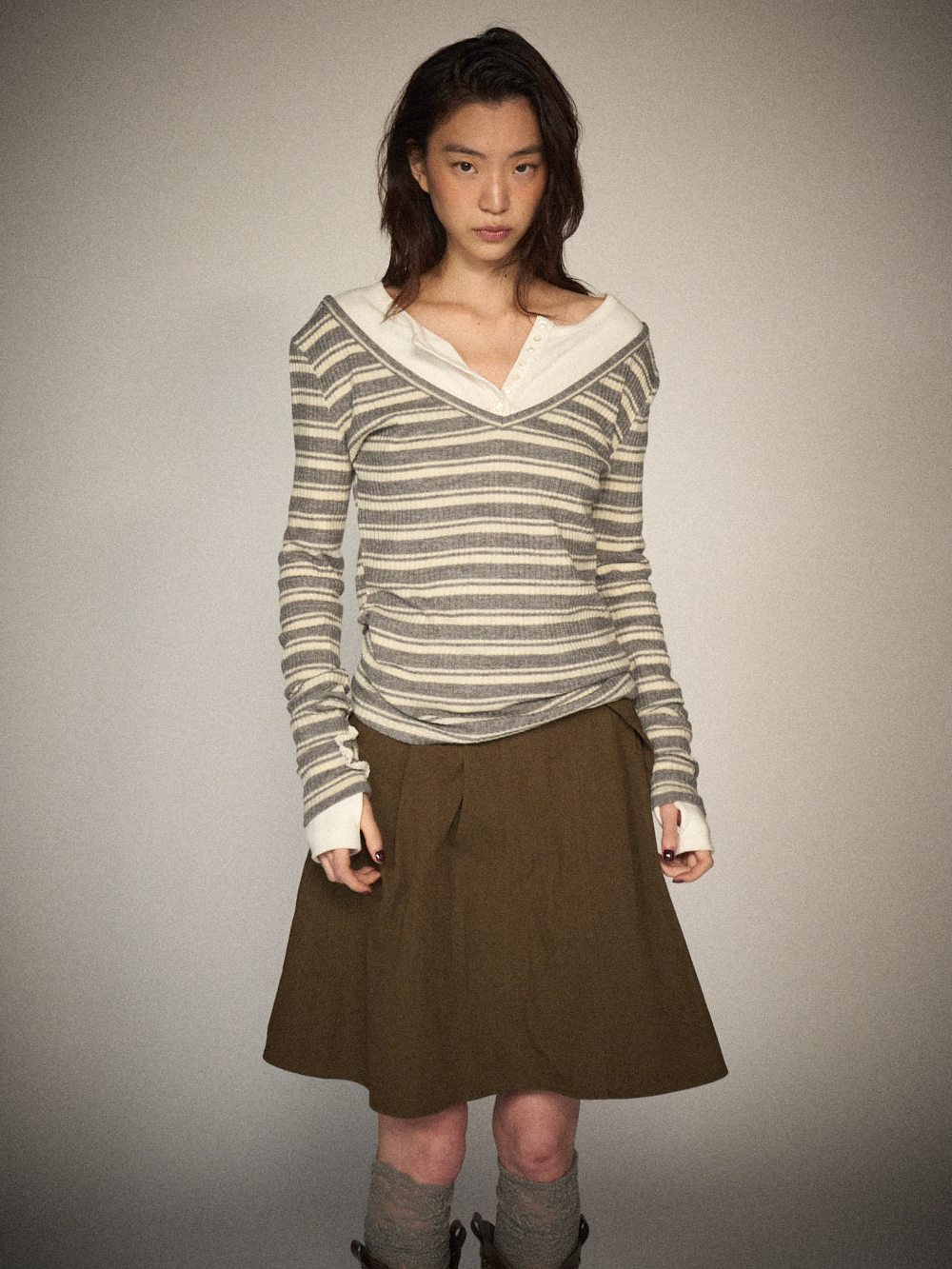 Slim Henley Neck Waffle Tee