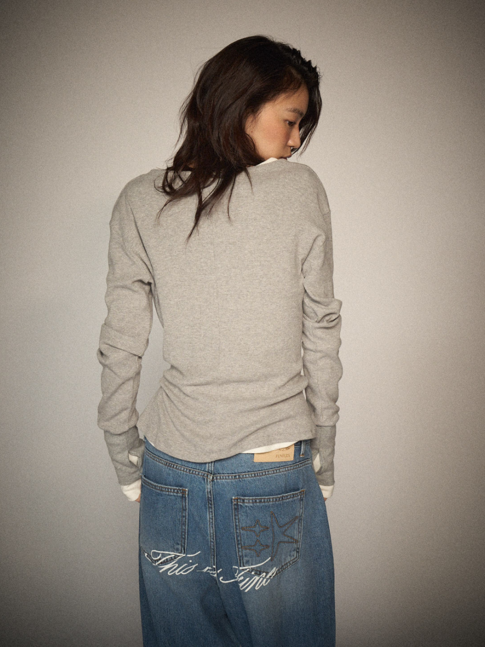 Slim Henley Neck Waffle Tee