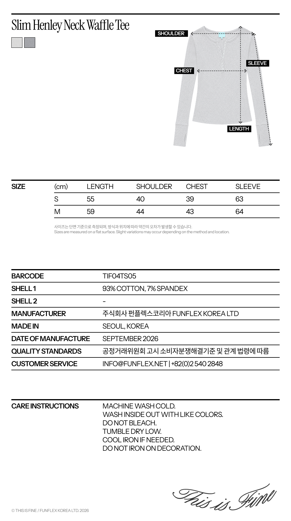 Slim Henley Neck Waffle Tee