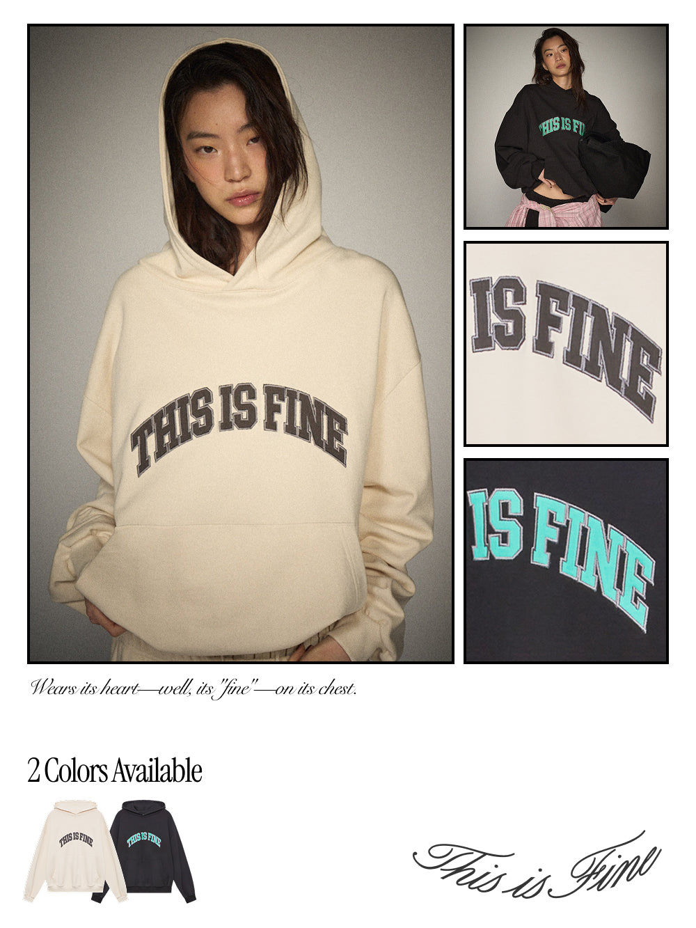 THIS IS FINE Applique Hoodie