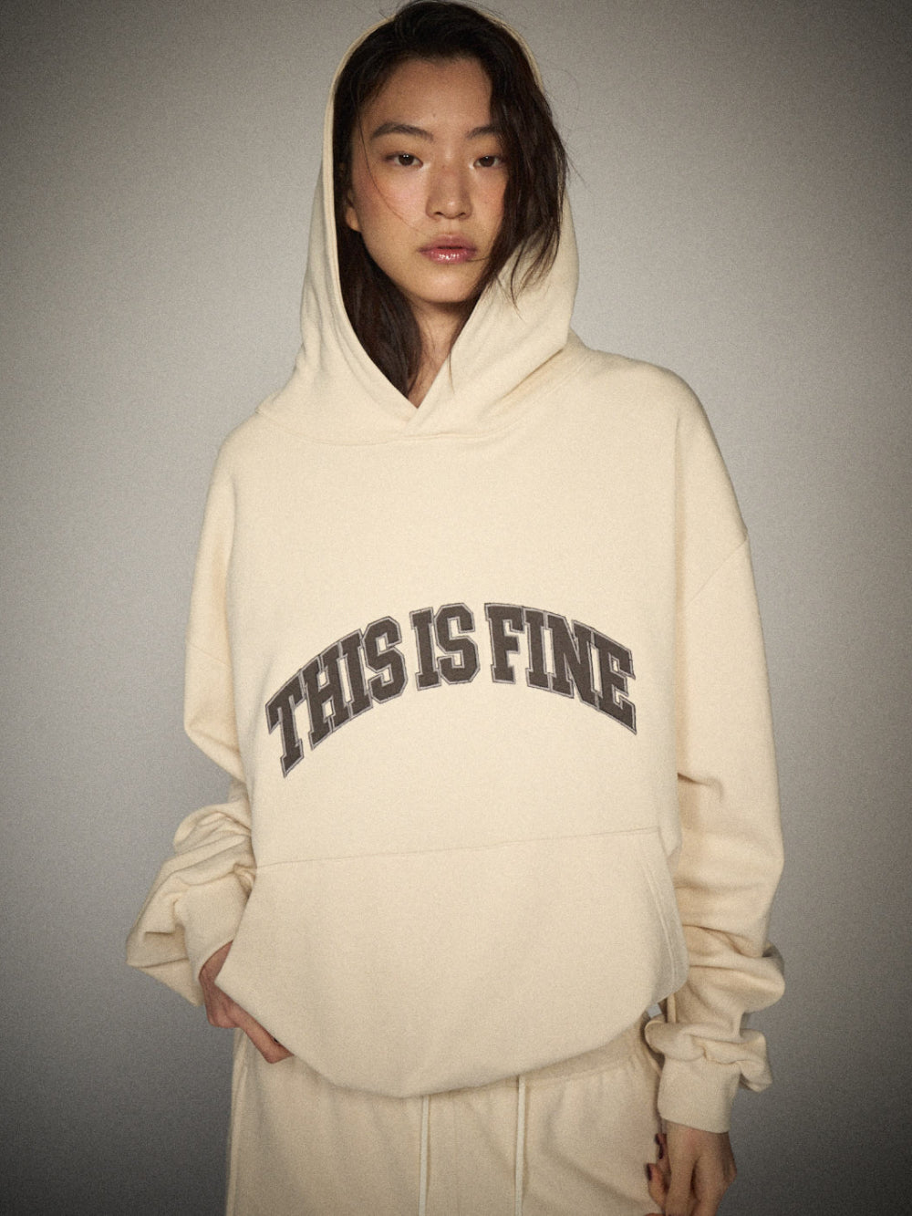 THIS IS FINE Applique Hoodie