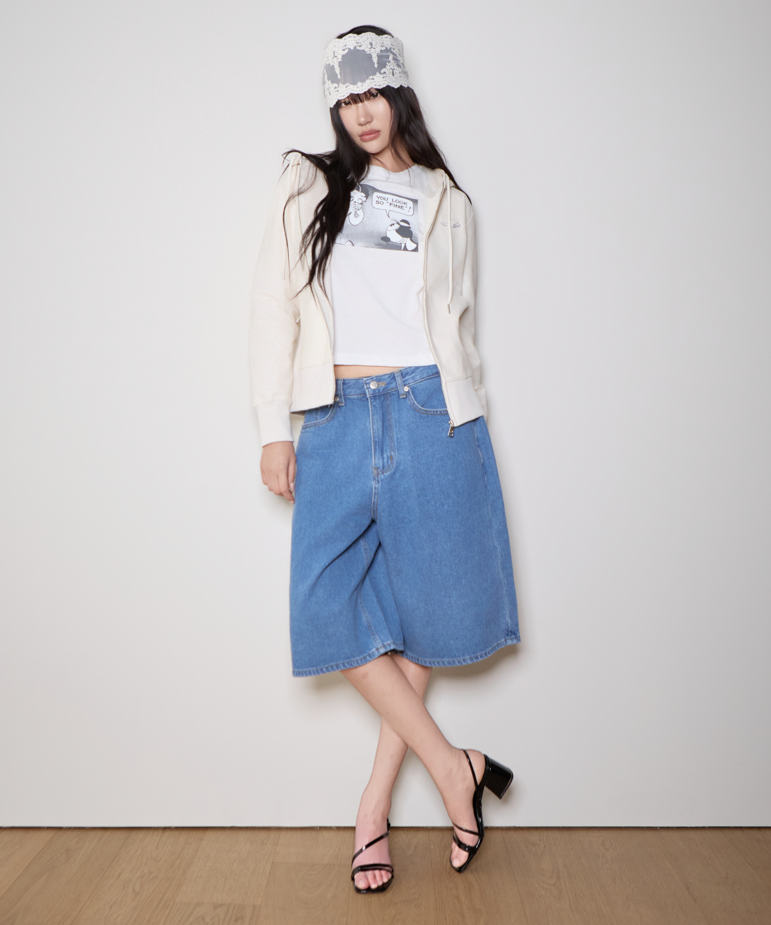 데님 버뮤다 쇼츠 블루