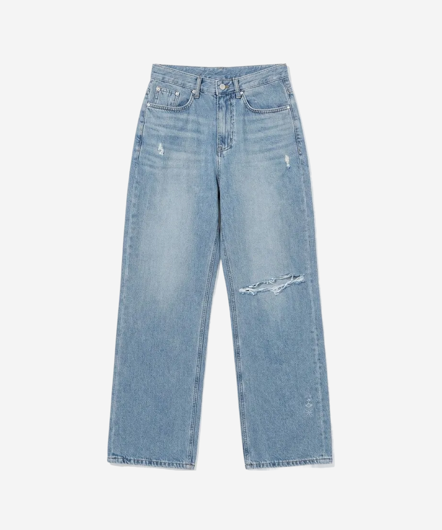 Distressed Logo Jean Vintage Blue
