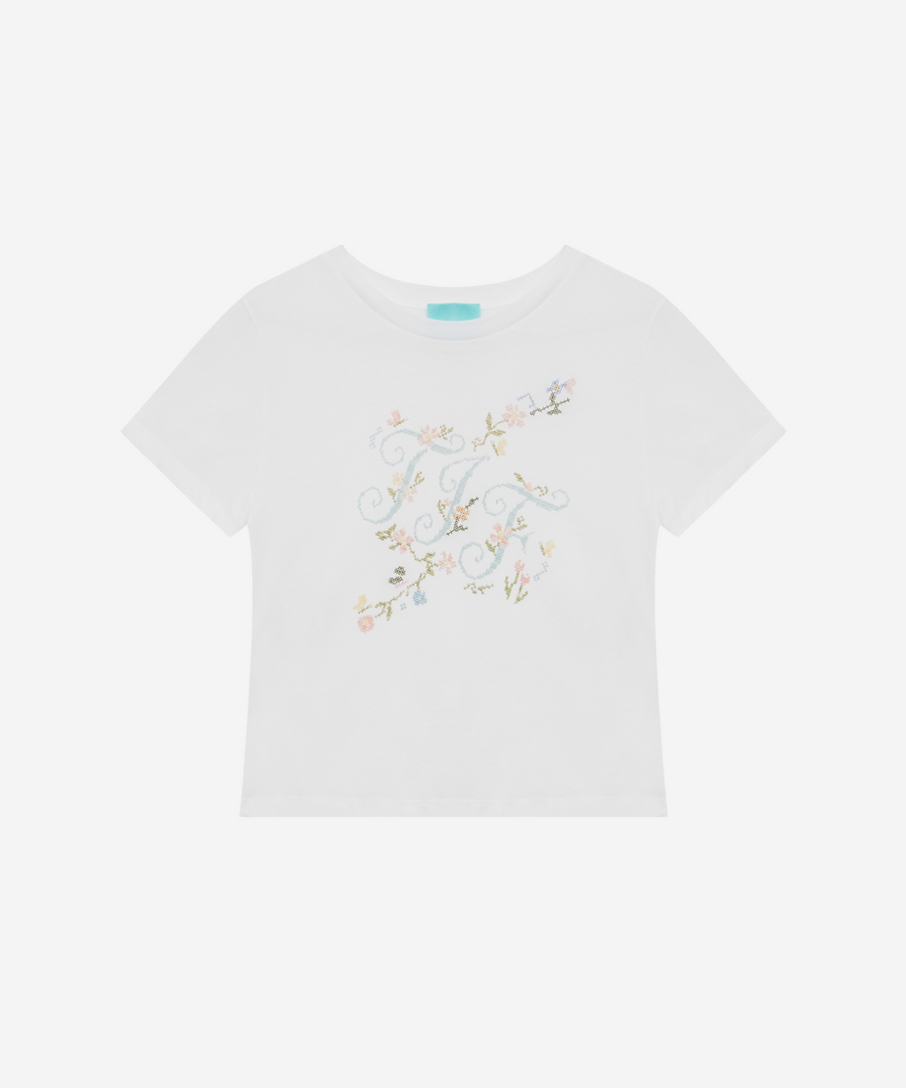 フローラル イニシャル T ホワイト
