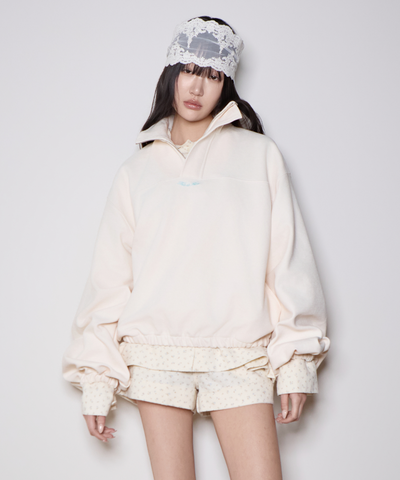 Quarter-Zip Balloon Pullover Sweatshirt