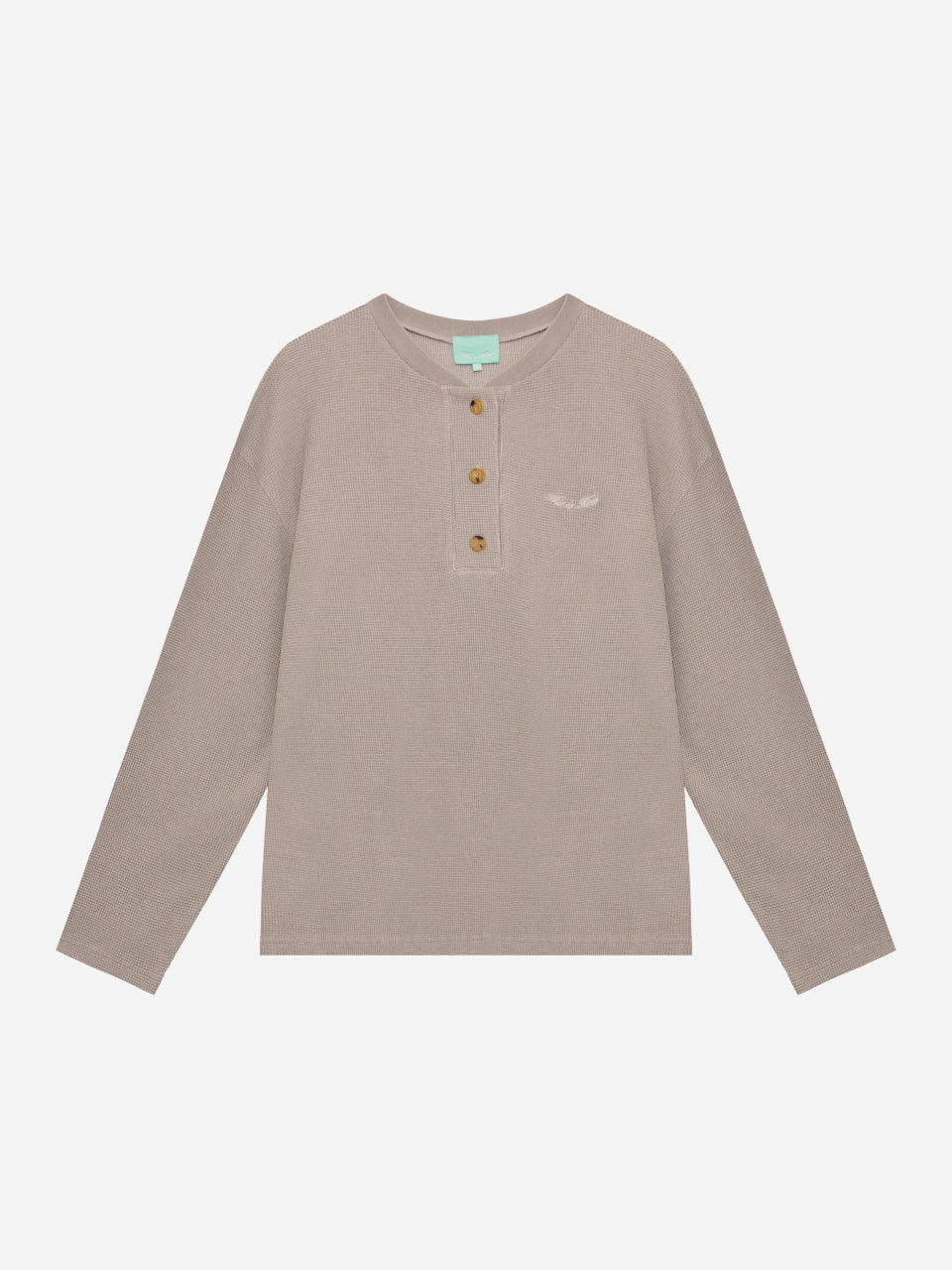 Henley Neck Waffle LS Tee
