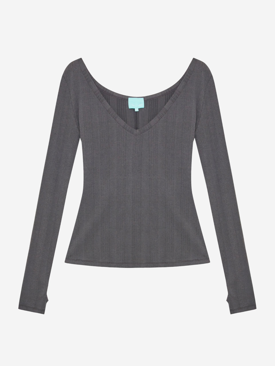 Slim V-neck Ribbed Tee